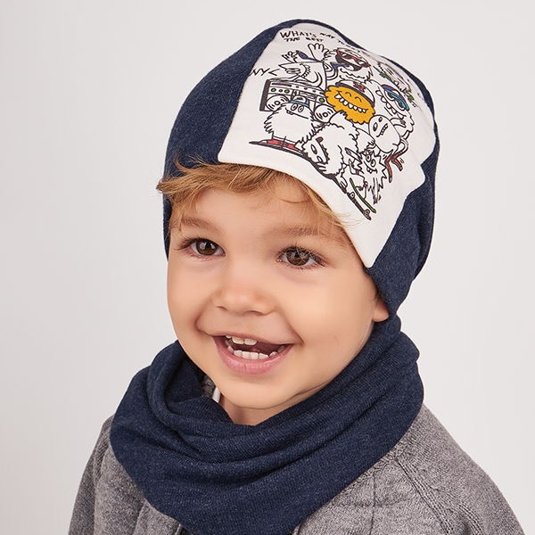 Детский демисезонный комплект (шапка + хомут) для мальчика "Рэми", DemboHouse (ДембоХаус)