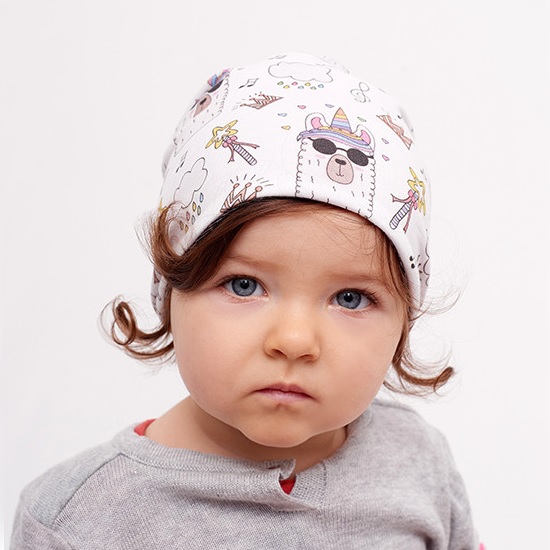 Дитяча демісезонний шапка для дівчаток "Віченца" сіра з малюнком, DemboHouse (ДембоХаус)