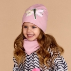 Детский демисезонный комплект (шапка+снуд) для девочки Армін, розовый, DemboHouse (ДембоХаус)