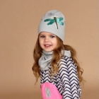 Детский демисезонный комплект (шапка+снуд) для девочки Армін, серый, DemboHouse (ДембоХаус)