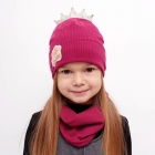 Детский демисезонный комплект (шапка + хомут) для девочек "Калабрия" малиновый, DemboHouse (ДембоХаус)