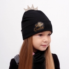 Дитячий демісезонний комплект (шапка + хомут) для дівчаток "Калабрія" чорний, DemboHouse (ДембоХаус)