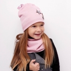 Дитячий демісезонний комплект (шапка + хомут) для дівчаток "Модена" рожевий, DemboHouse (ДембоХаус)