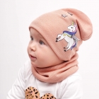Дитячий демісезонний комплект (шапка + хомут) для дівчаток "Новара" персиковий, DemboHouse (ДембоХаус)
