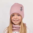 Дитячий демісезонний комплект (шапка + хомут) для дівчаток "Оливи", пудра, DemboHouse (ДембоХаус)