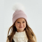 Дитяча зимова шапка для дівчинки Ракель, пудра, DemboHouse (ДембоХаус)