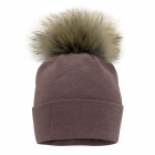 Зимова шапка для дівчинки підлітка, мокко з натуральним помпоном (2308/1), David's Star