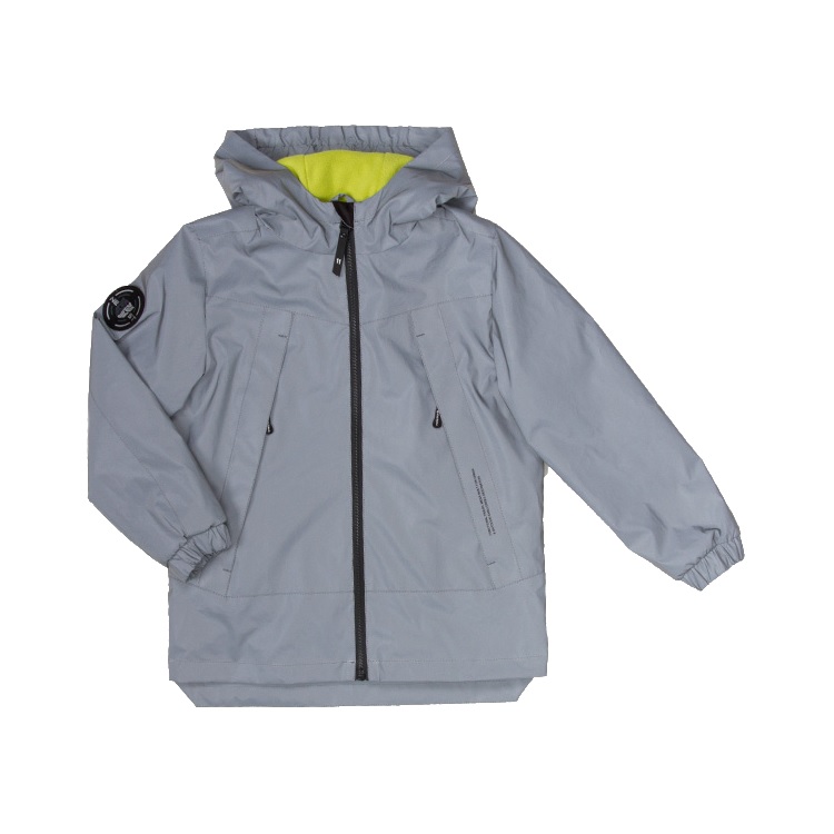 Детская демисезонная куртка для мальчика из светоотражающей ткани, серая (17-ВМ-20, 19-ВМ-20), Evolution