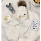 Комплект зимова шапка та шарф для дитини, молочна (2023-14), ElLize
