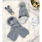 Комплект зимова шапка та шарф для дитини, сіра (2023-14), ElLize