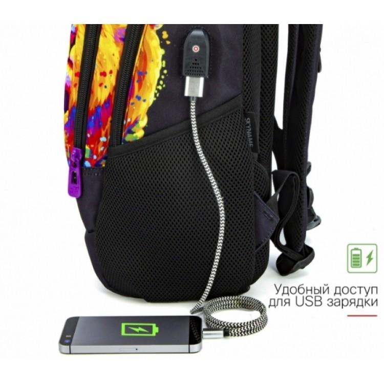 Рюкзак підлітковий, повсякденний, USB порт два відділи (57-29), SkyName