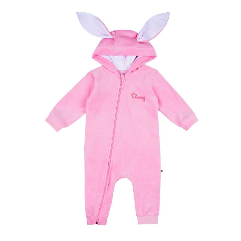 Комбінезон чоловічок для малюка Зайчик з вушками, рожевий, 14759, Gabbi