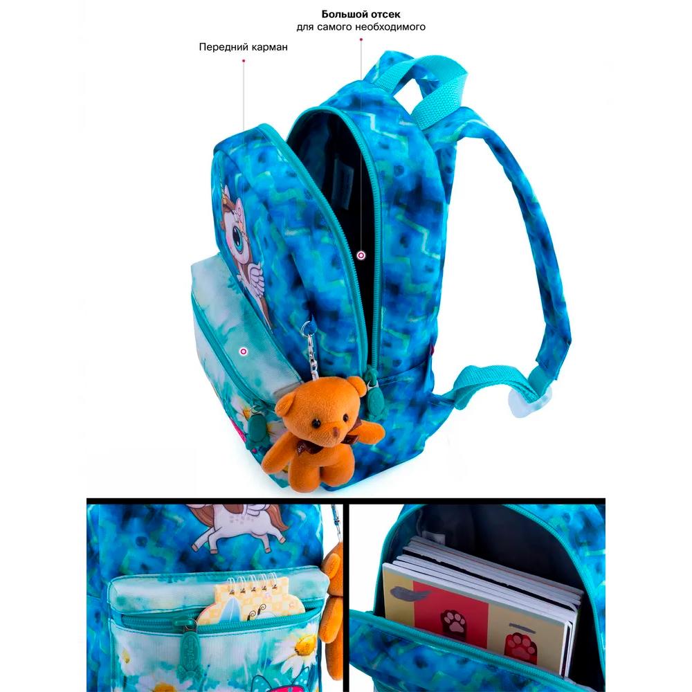 Рюкзак дошкільний для дівчаток, бірюзовий, єдиноріг (1101), SkyName