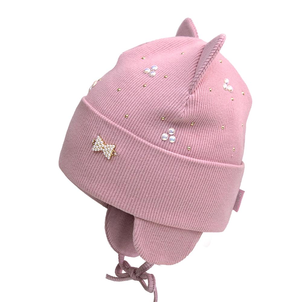 Дитяча демісезонний шапка для дівчинки, пудра (21746), David\'s Star
