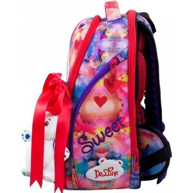 Рюкзак-ранець шкільний + мішок для взуття для дівчинки, ведмедик (10-002), DeLune