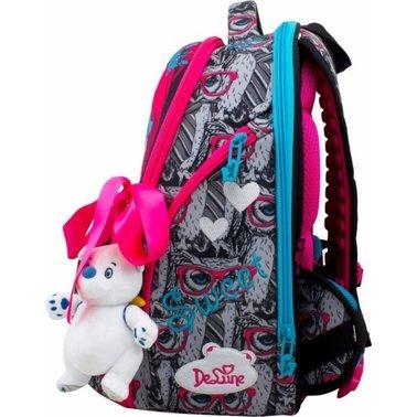 Рюкзак-ранець шкільний + мішок для взуття для дівчинки, ведмедик (10-003), DeLune