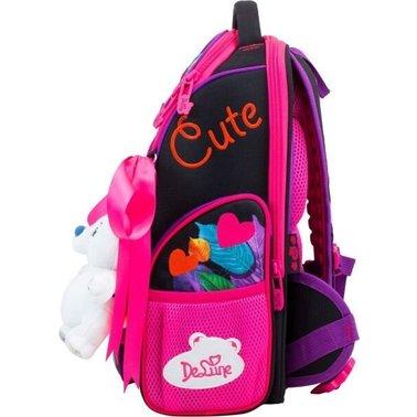 Рюкзак-ранець шкільний + мішок для взуття для дівчинки, ведмедик (11-027), DeLune