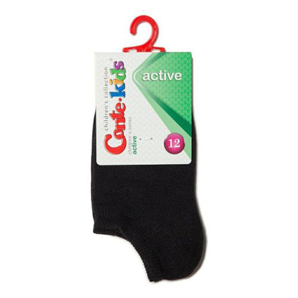Детские хлопчатобумажные носки Active, ультракороткие, однотонные, черные (17С-63СП), Conte Kids