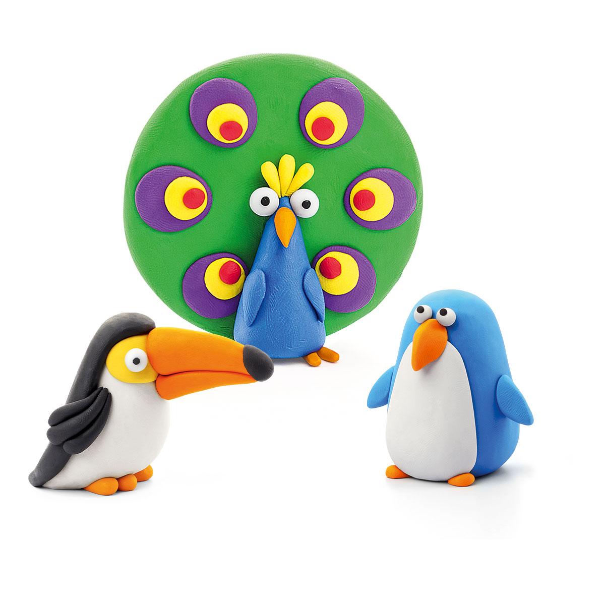 Набір пластиліну, що самозатвердівається Липака – Птахи: Пінгвін, павич, тукан (60026-UA01), Lipaka