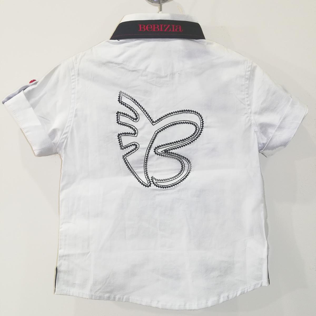 Детская  рубашка для мальчика с коротким рукавом, белая (3037), Bebizia