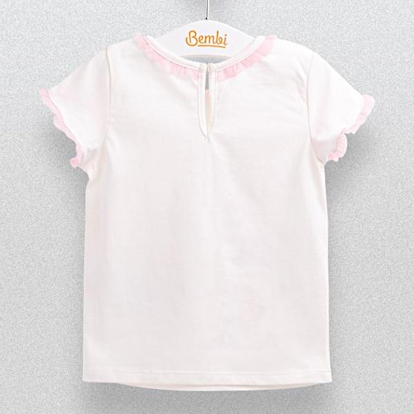 Детская футболка для девочек, белая (ФБ655), Бемби