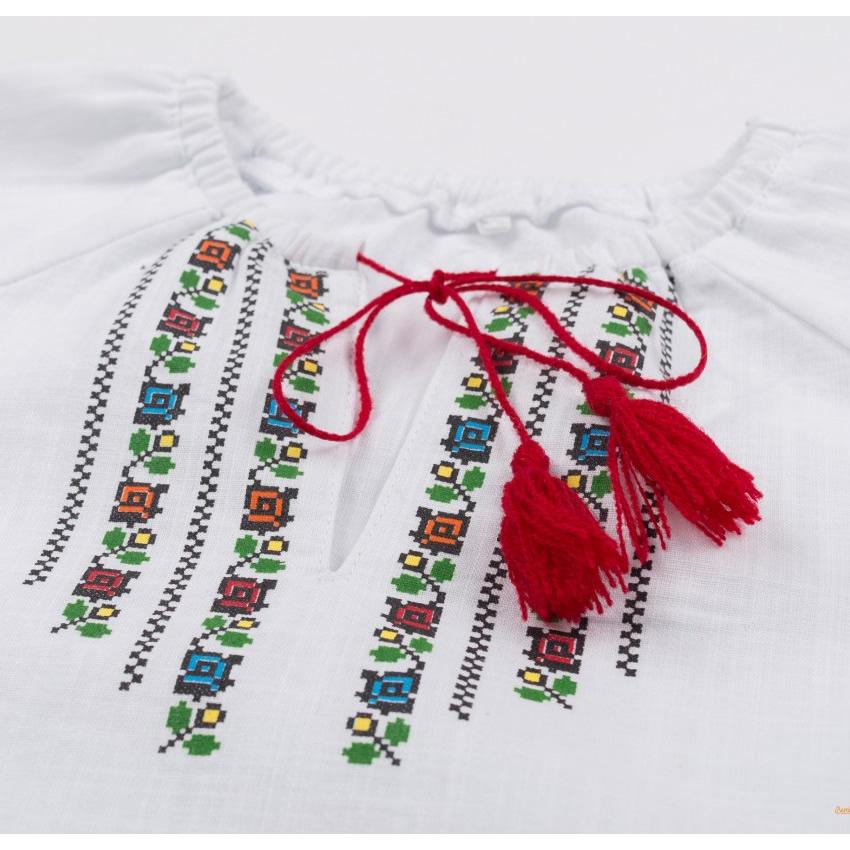 Дитяча блуза Вишиванка для дівчинки, біла (РБ137), Бембі