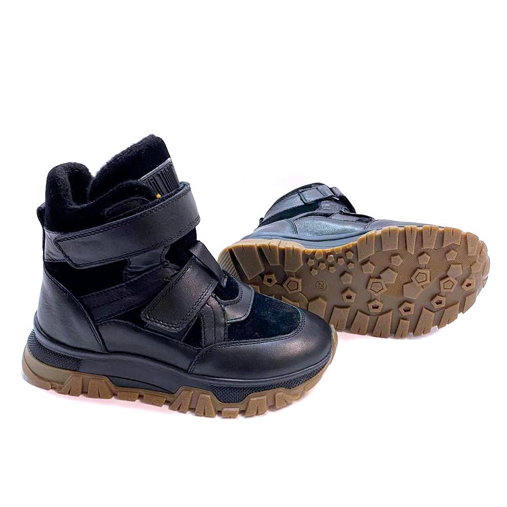 Дитячі замшеві черевики для хлопчика, чорні (10307/821/846ут, 18307/821/846ут ), Bistfor