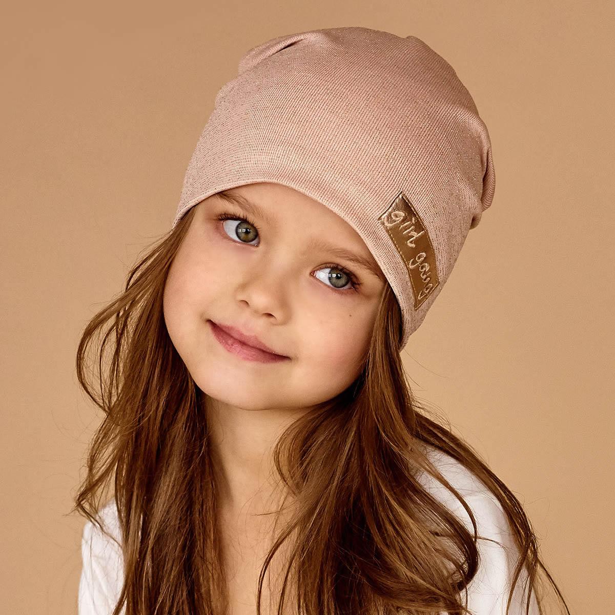 Дитяча демісезонна шапка для дівчинки Фірузе, пудра, DemboHouse (ДембоХаус)