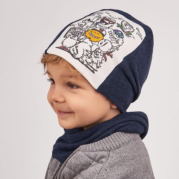 Детский демисезонный комплект (шапка + хомут) для мальчика \"Рэми\", DemboHouse (ДембоХаус)