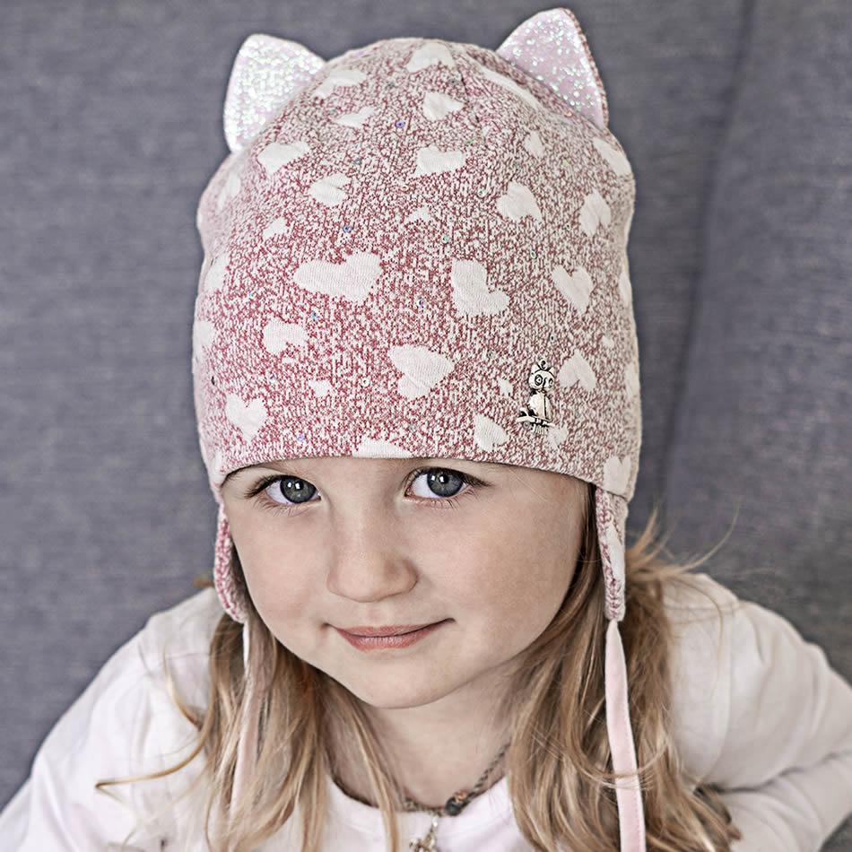 Дитяча демісезонна шапка для дівчинки, пудра (21341), David\'s Star
