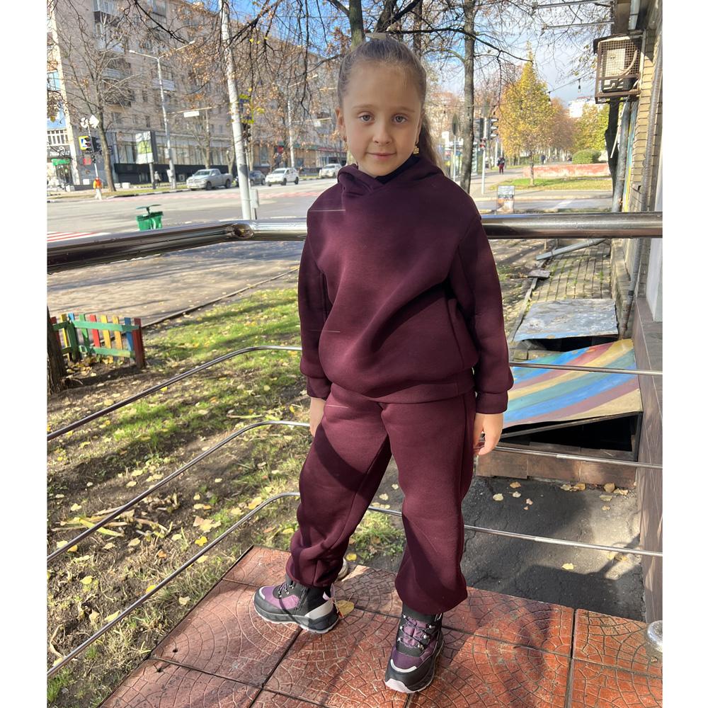Теплый костюм для девочки худи и брюки, бордовый (117535-1), Smil Смил