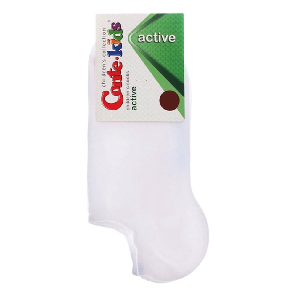 Детские хлопчатобумажные носки Active, ультракороткие, однотонные, белые (17С-63СП), Conte Kids