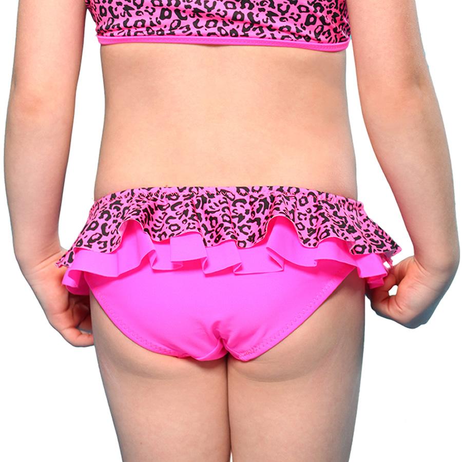 Дитячі плавки для дівчинки Panther slip, рожево-чорні, Keyzi