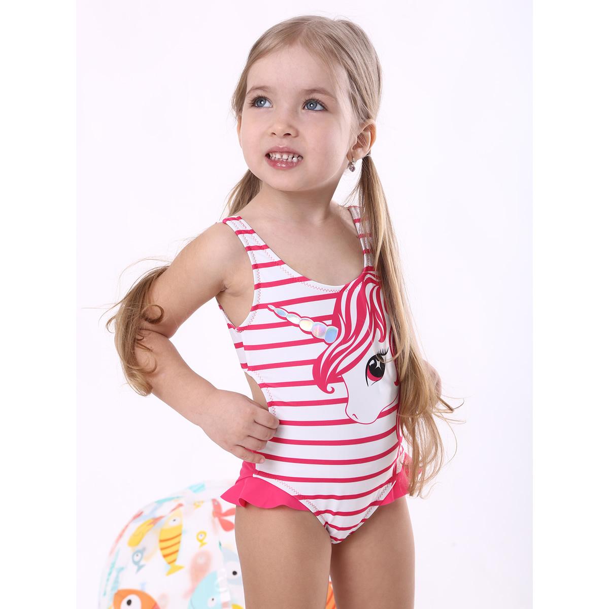 Дитячий суцільний купальник для дівчинки Unicorn 21, рожевий, Keyzi