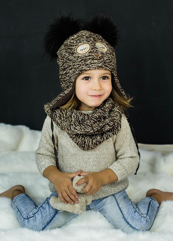 Зимовий комплект (шапка + хомут) для дівчинки \"Натамія\", DemboHouse (ДембоХаус)