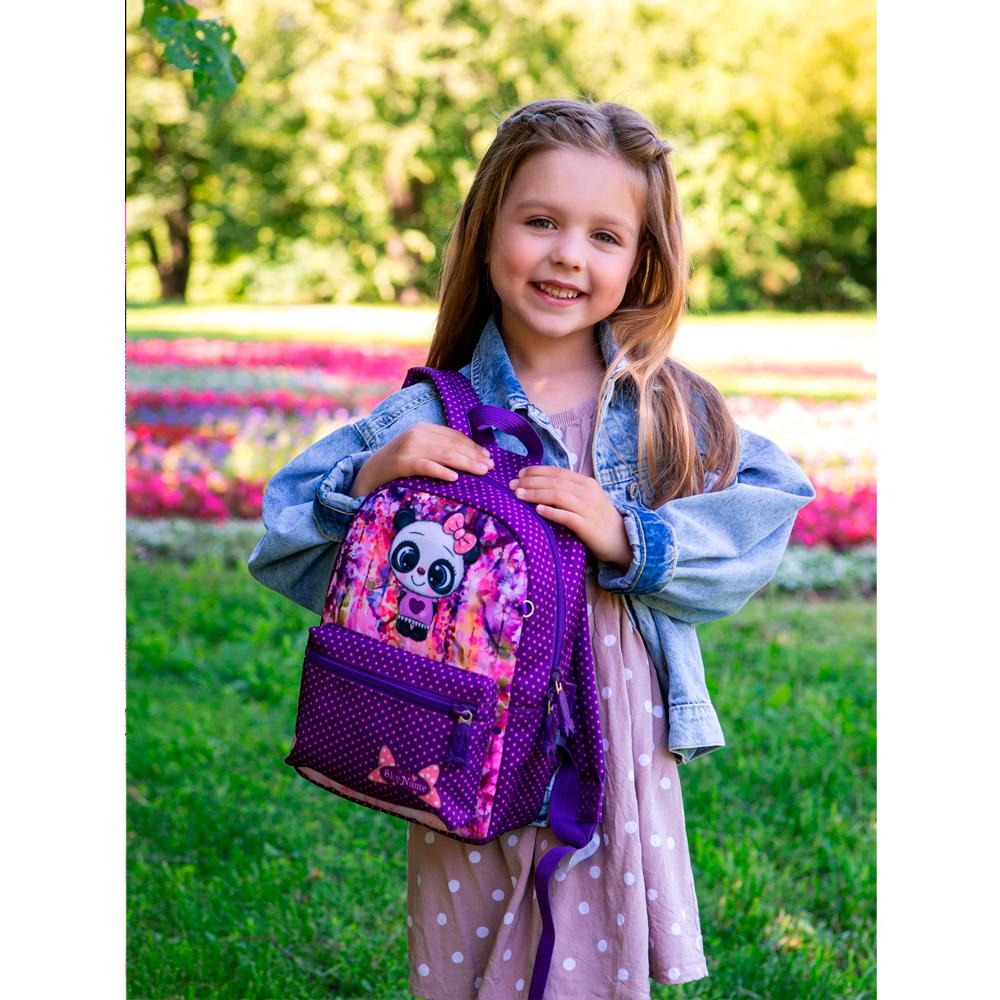 Рюкзак дитячий для дівчаток, фіолетовий, панда (1103), SkyName