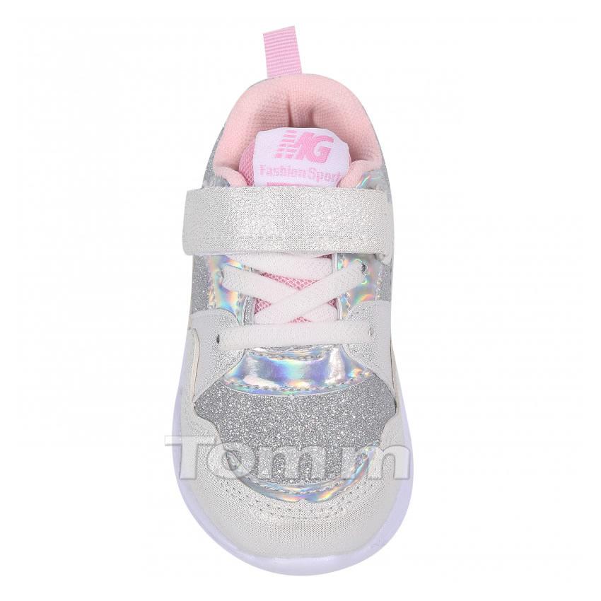 Детские кроссовки для девочки, серебро с розовым (74-80M), Tom.M