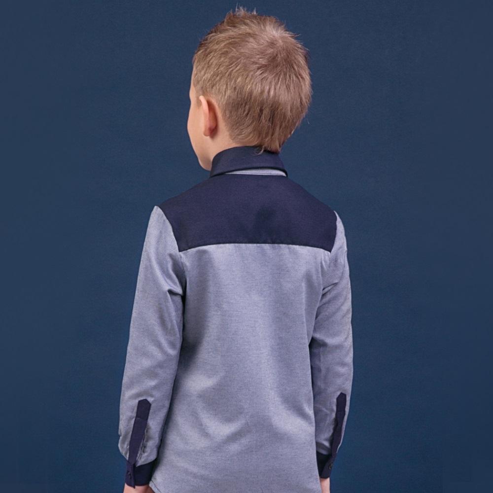Детская рубашка для мальчика, синяя (42-9005-3), Зиронька