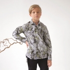 Рубашка для мальчика с длинным рукавом, серо-зеленый рисунок (7037), Fergani (Турция)