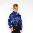 Детская  рубашка для мальчика с длинным рукавом, темно-синяя (10291, HB-59-2), Flori