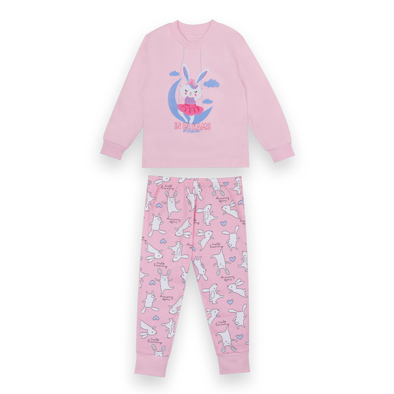 Дитяча піжама для дівчинки рожева з зайцями, 12853, Gabbi Габбі