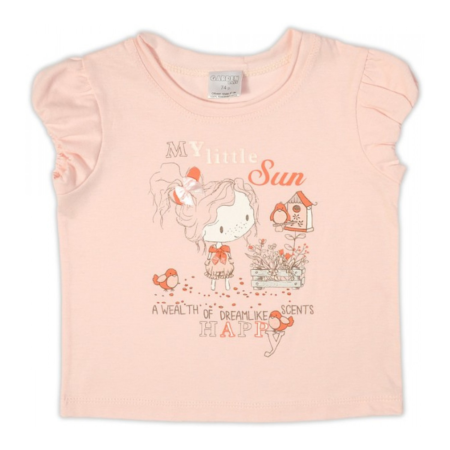 Дитяча футболка для дівчинки, персикова (26159-03), Garden Baby (Гарден Бебі)