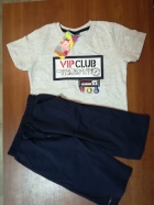 Детский комплект для мальчика (футболка + шорты), серый-т.синий (0083), Hoity-toity