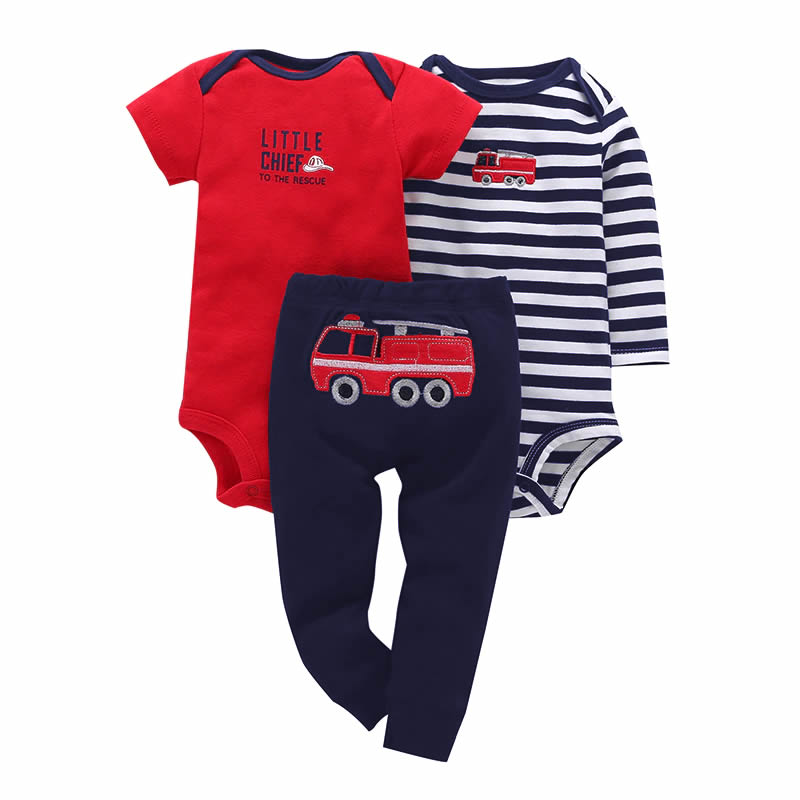 Детский комплект для мальчика (2 боди+штаны),темно-синий-красный (HA02264)