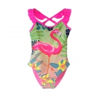 Дитячий суцільний купальник для дівчинки Flamingo 21, м'ятний-малюнок, Keyzi