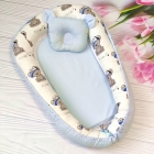 Кокон для новорожденных 3в1 + подушечка, Мишки бело-голубой (2020/10), ElLize