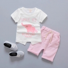 Детский костюм для девочки (футболка+шорты), белый-розовый (FZ/T73027-2013)