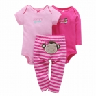 Детский комплект для девочки (2 боди+штаны), розовый (HA02263)