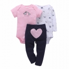 Дитячий комплект для дівчинки (2 боді + штани), рожевий-темно-синій (HA02269)
