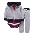 Детский комплект (кофта+боди+штаны), серый-бордо (HA02358)
